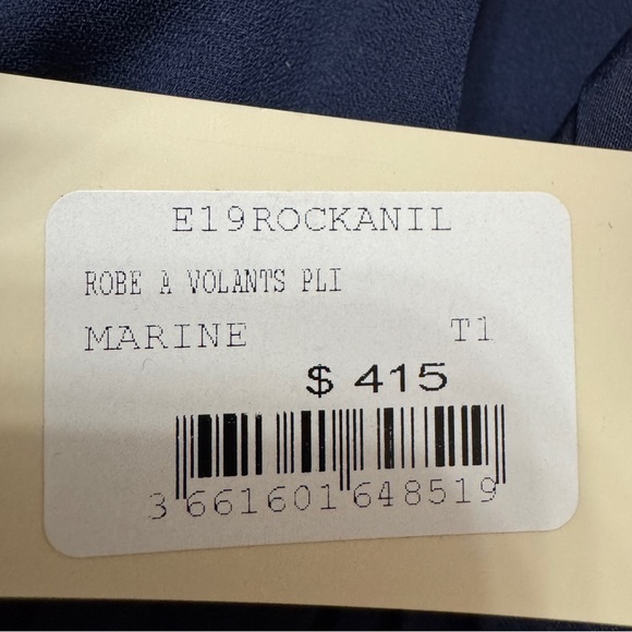 Maje sz 1 US Small Rockanil Pleated Tiered Midi Dress Marine Navy twist straps - Picture 7 of 11